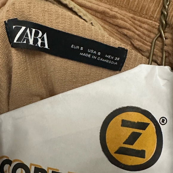 Zara brown camel tan corduroy shirt jacket - Picture 3 of 5